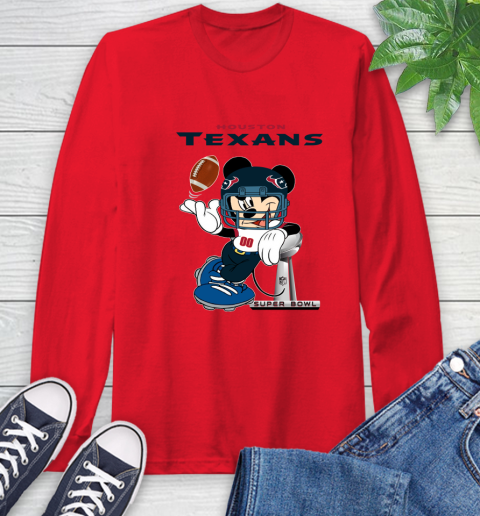 NFL Houston Texans Mickey Mouse Disney Super Bowl Football T Shirt Long Sleeve T-Shirt 10