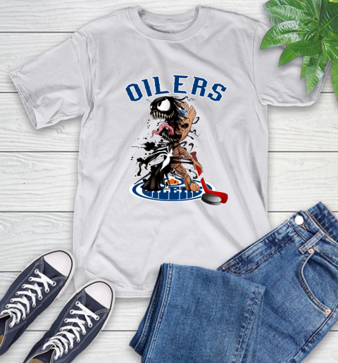 NHL Edmonton Oilers Hockey Venom Groot Guardians Of The Galaxy T-Shirt - Image 13