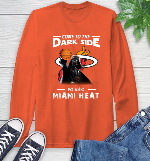 NBA Come To The Dark Side We Have Miami Heat Star Wars Darth Vader Basketball Long Sleeve T-Shirt 4