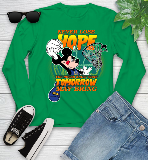 Golden State Warriors NBA Basketball Mickey Disney Never Lose Hope Youth Long Sleeve 7