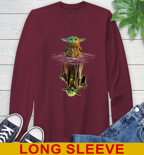 Mandalorian Baby Yoda star wars water reflection Long Sleeve T-Shirt 7