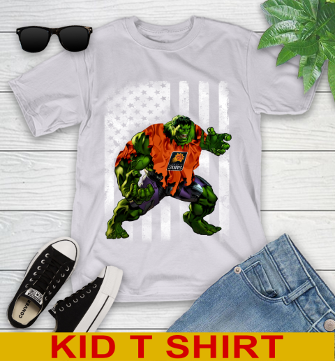 Phoenix Suns Hulk Marvel Avengers NBA Basketball American Flag Youth T-Shirt 4