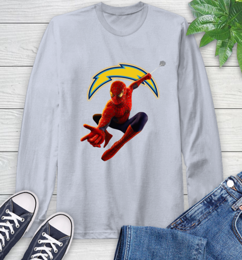 NFL Spider Man Avengers Endgame Football Los Angeles Chargers Long Sleeve T-Shirt 7 NFL Spider Man Avengers Endgame Football Los Angeles Chargers Long Sleeve T-Shirt - Image 7