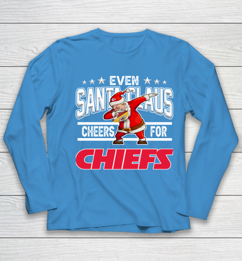 Kansas City Chiefs Even Santa Claus Cheers For Christmas NFL Youth Long Sleeve 5