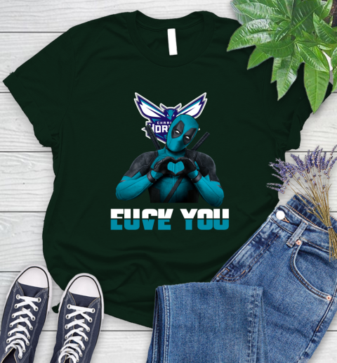 NBA Charlotte Hornets Deadpool Love You Fuck You Basketball Sports Women's T-Shirt 6