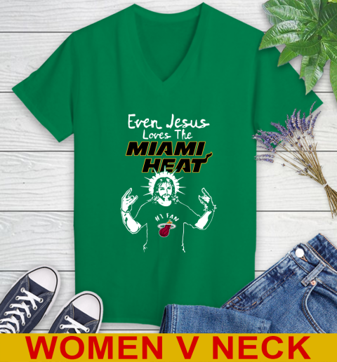 Miami Heat NBA Basketball Even Jesus Loves The Heat Shirt Women's V-Neck T-Shirt 5