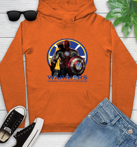 Golden State Warriors NBA Basketball Captain America Thor Spider Man Hawkeye Avengers Youth Hoodie 5