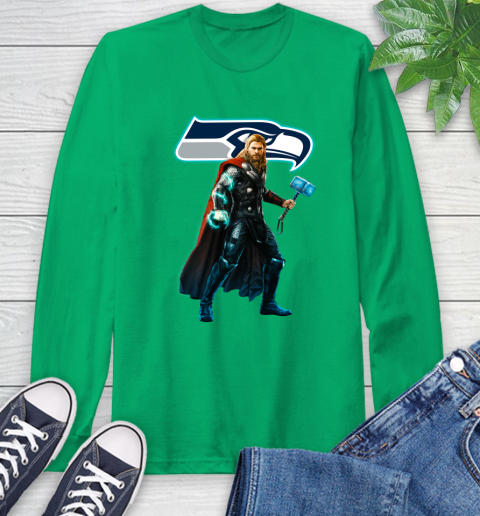 NFL Thor Avengers Endgame Football Seattle Seahawks Long Sleeve T-Shirt 7