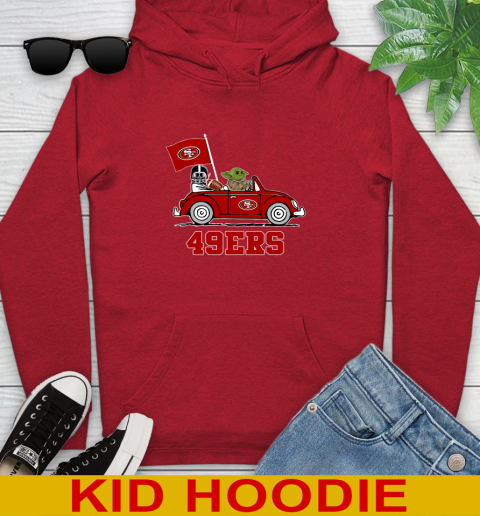 NFL Football San Francisco 49ers Darth Vader Baby Yoda Driving Star Wars Shirt Youth Hoodie 11