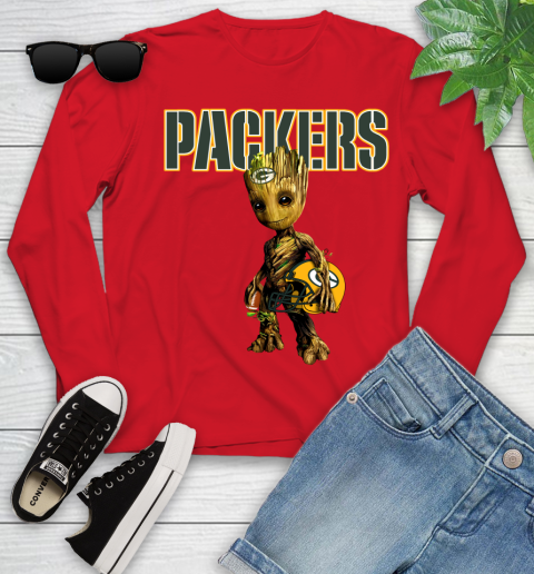 Green Bay Packers NFL Football Groot Marvel Guardians Of The Galaxy Youth Long Sleeve 11