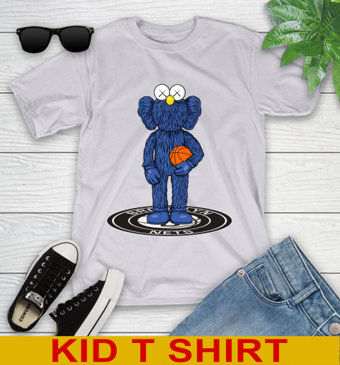 NBA Basketball Brooklyn Nets Kaws Bff Blue Figure Shirt Youth T-Shirt 5