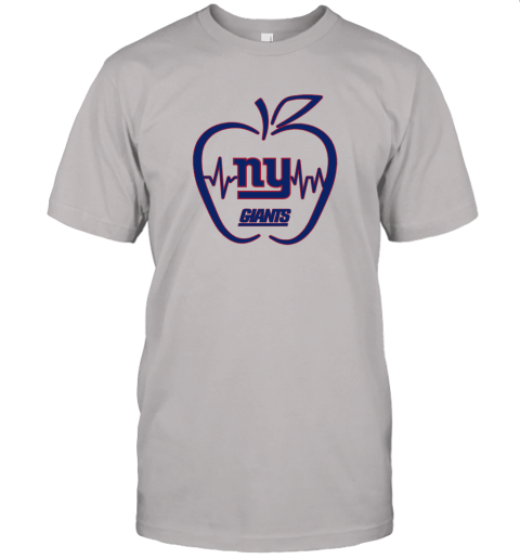 Apple Heartbeat Teacher Symbol New York Giants Unisex Jersey Tee