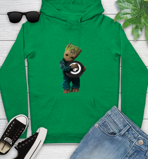NHL Groot Guardians Of The Galaxy Hockey Sports Winnipeg Jets Youth Hoodie 7