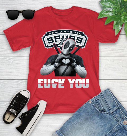 NBA San Antonio Spurs Deadpool Love You Fuck You Basketball Sports Youth T-Shirt 13