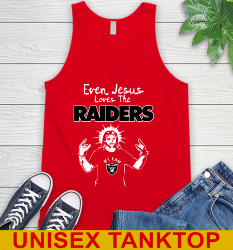 Oakland Raiders NFL Football Even Jesus Loves The Raiders Shirt Tank Top 5