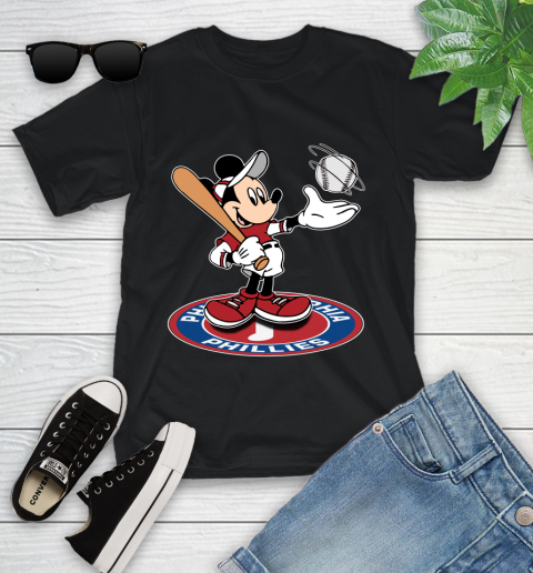 MLB Baseball Philadelphia Phillies Cheerful Mickey Disney Shirt Youth T-Shirt