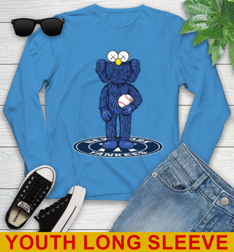 MLB Baseball New York Yankees Kaws Bff Blue Figure Shirt Youth Long Sleeve 8
