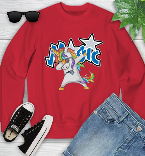 Orlando Magic NBA Basketball Funny Unicorn Dabbing Sports Youth Sweatshirt 9