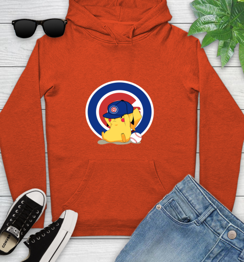 MLB Pikachu Baseball Sports Chicago Cubs Youth Hoodie 5
