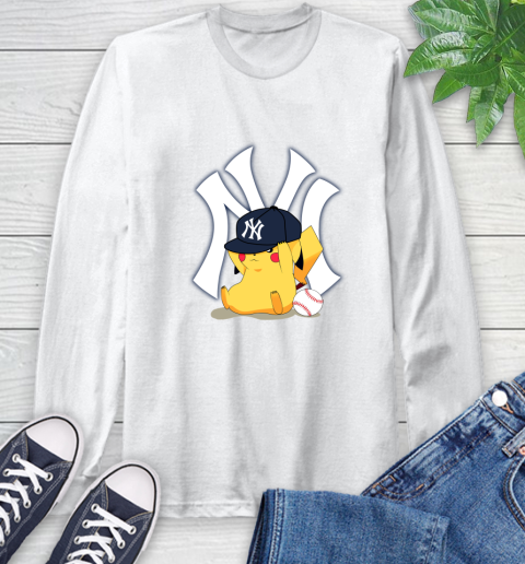MLB Pikachu Baseball Sports New York Yankees Long Sleeve T-Shirt