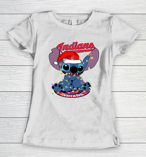 Cleveland Indians MLB noel stitch Baseball Christmas Women's T-Shirt
