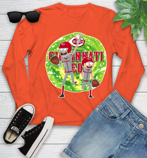 MLB Cincinnati Reds Rick And Morty Baseball Sports Youth Long Sleeve 4