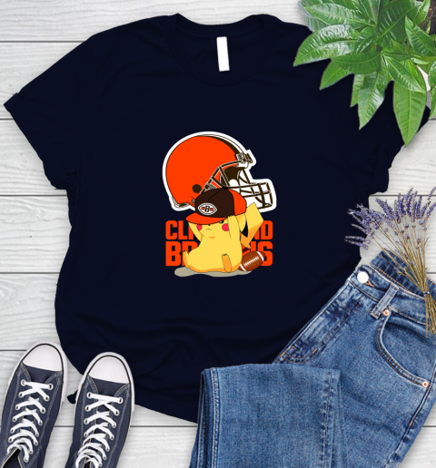 NFL Pikachu Football Sports Cleveland Browns Women's T-Shirt 3