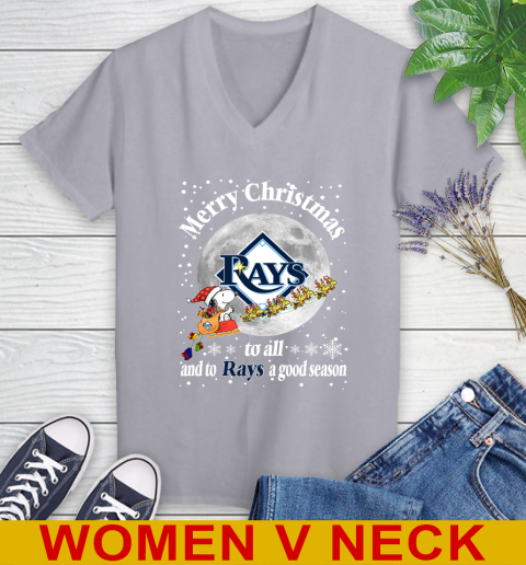 Tampa Bay Rays Merry Christmas To All And To Rays A Good Season MLB Baseball Sports Women's V-Neck T-Shirt 4
