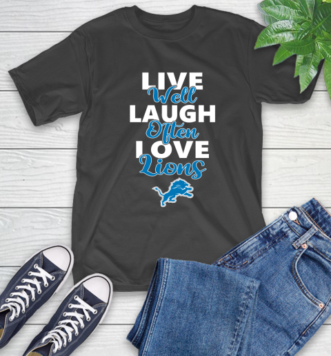 NFL Football Detroit Lions Live Well Laugh Often Love Shirt T-Shirt