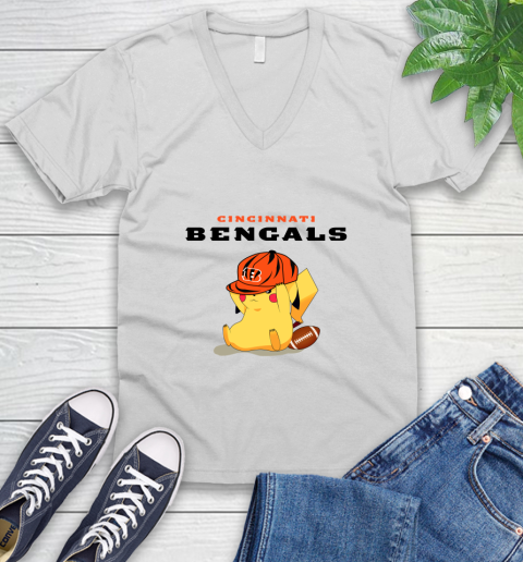 NFL Pikachu Football Sports Cincinnati Bengals V-Neck T-Shirt