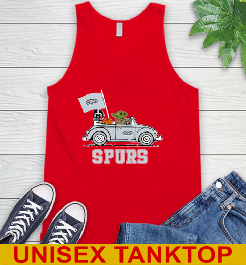NBA Basketball San Antonio Spurs Darth Vader Baby Yoda Driving Star Wars Shirt Tank Top 6