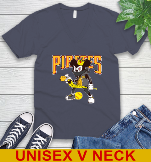 Pittsburgh Pirates MLB Baseball Mickey Peace Sign Sports V-Neck T-Shirt 8