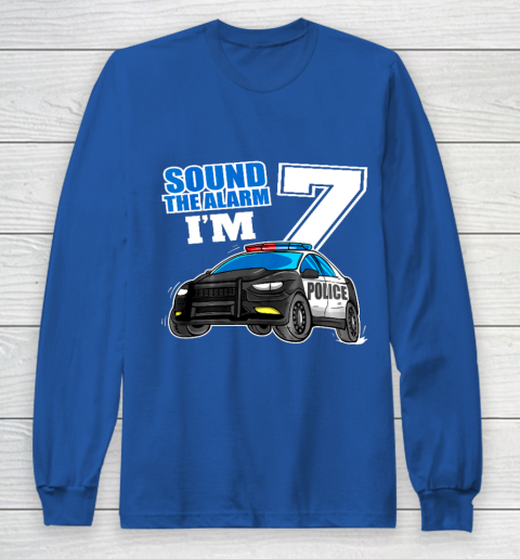 Kids Police Car 7th Birthday Shirt Boy 7 Cop Policeman Officer 7 Year Old Long Sleeve T-Shirt 6