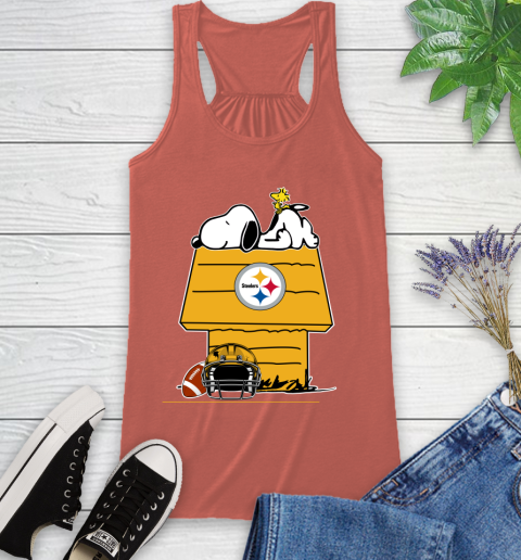 Pittsburgh Steelers NFL Football Snoopy Woodstock The Peanuts Movie Racerback Tank 4