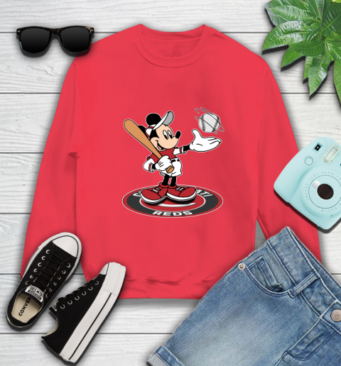 MLB Baseball Cincinnati Reds Cheerful Mickey Disney Shirt Sweatshirt 10