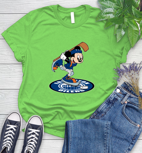 NHL Hockey Edmonton Oilers Cheerful Mickey Disney Shirt Women's T-Shirt 10