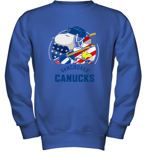 Vancouver Canucks Ice Hockey Snoopy And Woodstock NHL Youth Sweatshirt