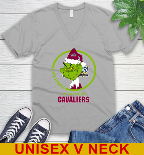 Cleveland Cavaliers NBA Christmas Grinch I Hate People But I Love My Favorite Basketball Team V-Neck T-Shirt 4
