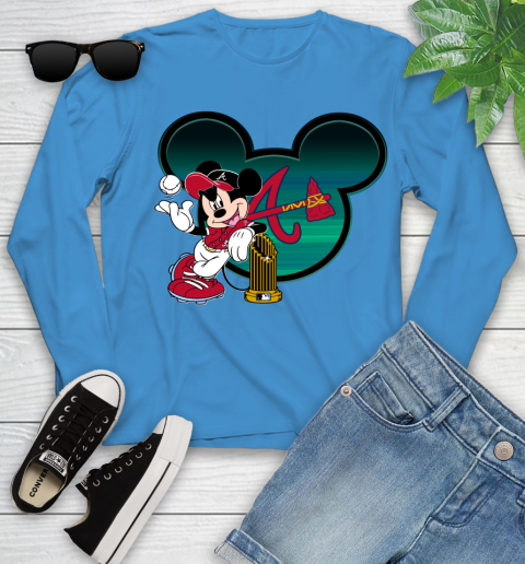 MLB Atlanta Braves The Commissioner's Trophy Mickey Mouse Disney Youth Long Sleeve 7