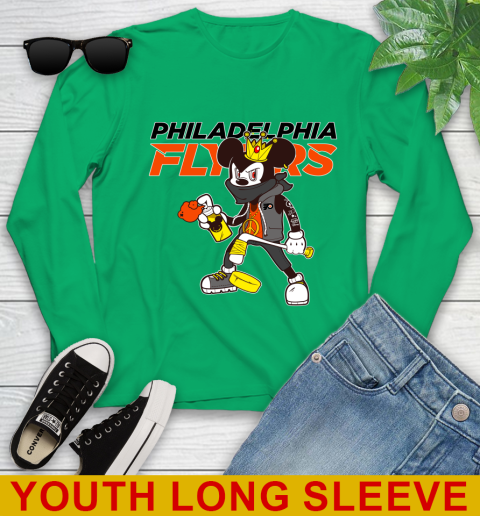 Philadelphia Flyers NHL Hockey Mickey Peace Sign Sports Youth Long Sleeve 7