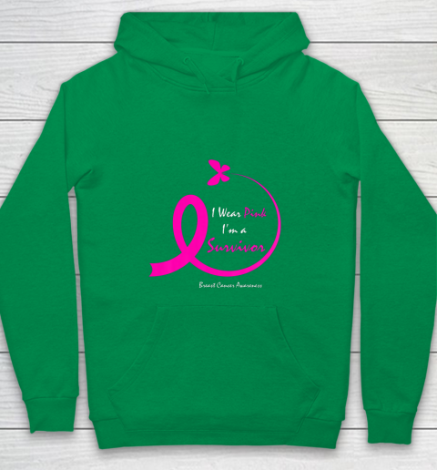 Womens Butterfly I Wear Pink I m A Survivor Breast Cancer Awareness Youth Hoodie 4