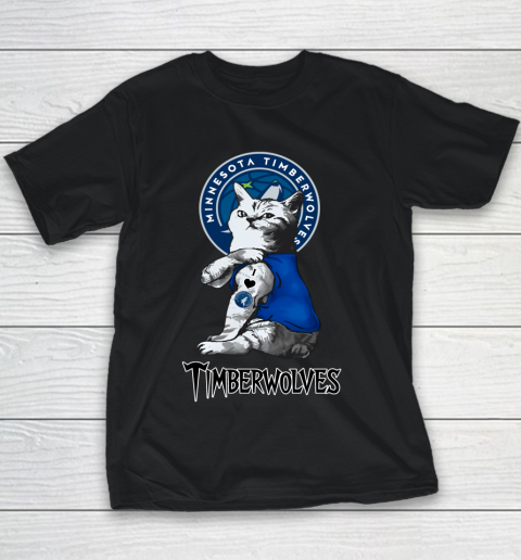 NBA Basketball My Cat Loves Minnesota Timberwolves Youth T-Shirt