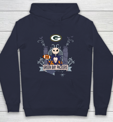 NFL Green Bay Packers Football Jack Skellington Halloween Hoodie 2