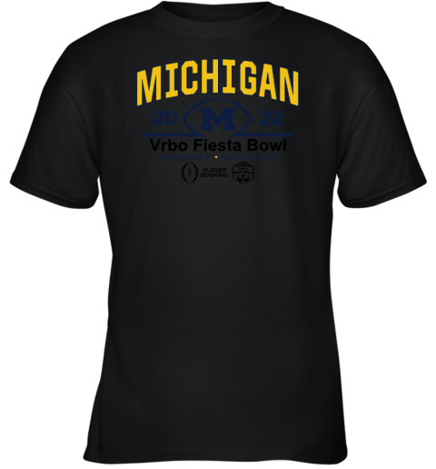 2022 CFP Semifinal Vrbo Fiesta Bowl Michigan Team Logo Youth T-Shirt