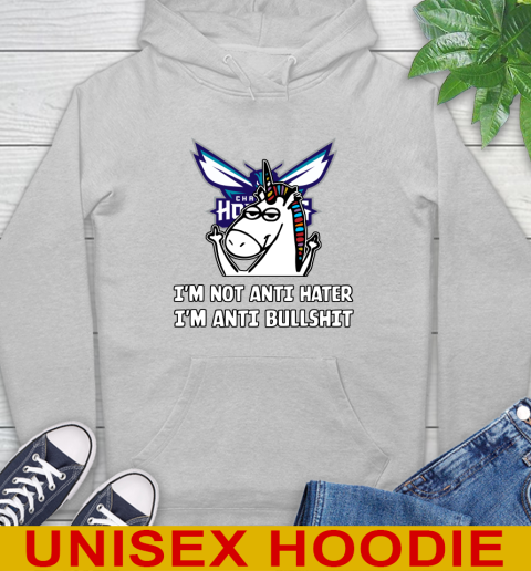 Charlotte Hornets NBA Basketball Unicorn I'm Not Anti Hater I'm Anti Bullshit Hoodie 6