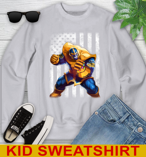 NBA Basketball Denver Nuggets Thanos Marvel American Flag Shirt Youth Sweatshirt 3