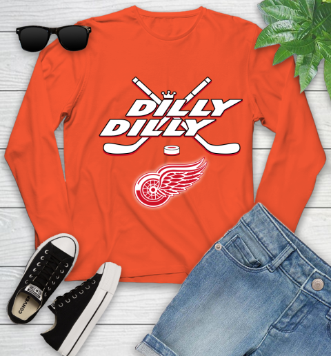 NHL Detroit Red Wings Dilly Dilly Hockey Sports Youth Long Sleeve 4