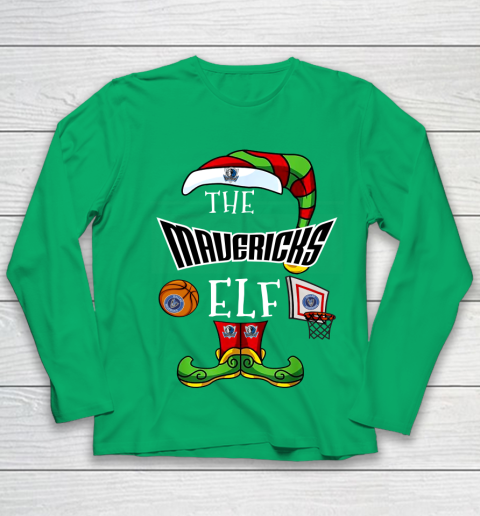 Dallas Mavericks Christmas ELF Funny NBA Youth Long Sleeve 4