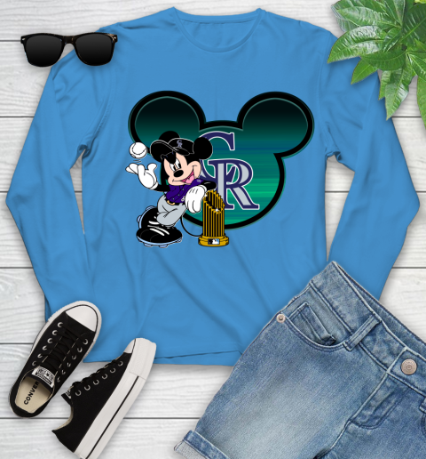 MLB Colorado Rockies The Commissioner's Trophy Mickey Mouse Disney Youth Long Sleeve 7
