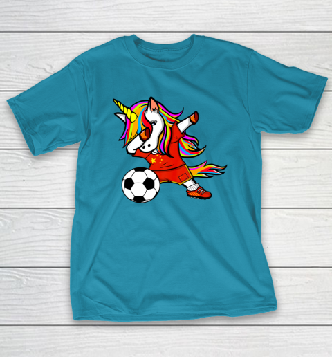 Funny Dabbing Unicorn China Football Chinese Flag Soccer T-Shirt 8